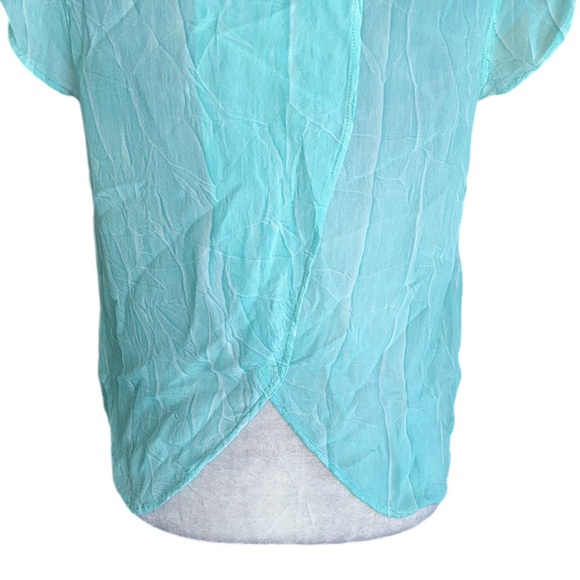 Free People Spellbound Aqua Marbled Chiffon Overlapping Back Blouse - S - Picture 11 of 15